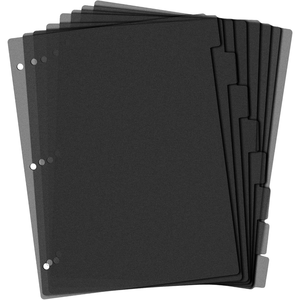 Tab Divider A4 - 8 intercalaires en plastique noir pour