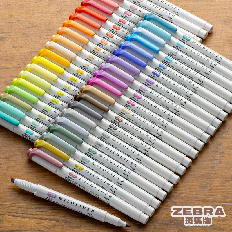 Zebra Pen Mildliner - Stylos surligneurs zèbre Mildliner, 5/10/25/35/40 couleurs