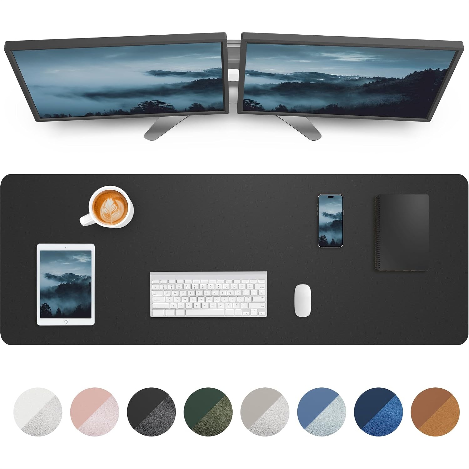 Leather Desk Pad - Grand tapis de bureau 55x17 pouces,