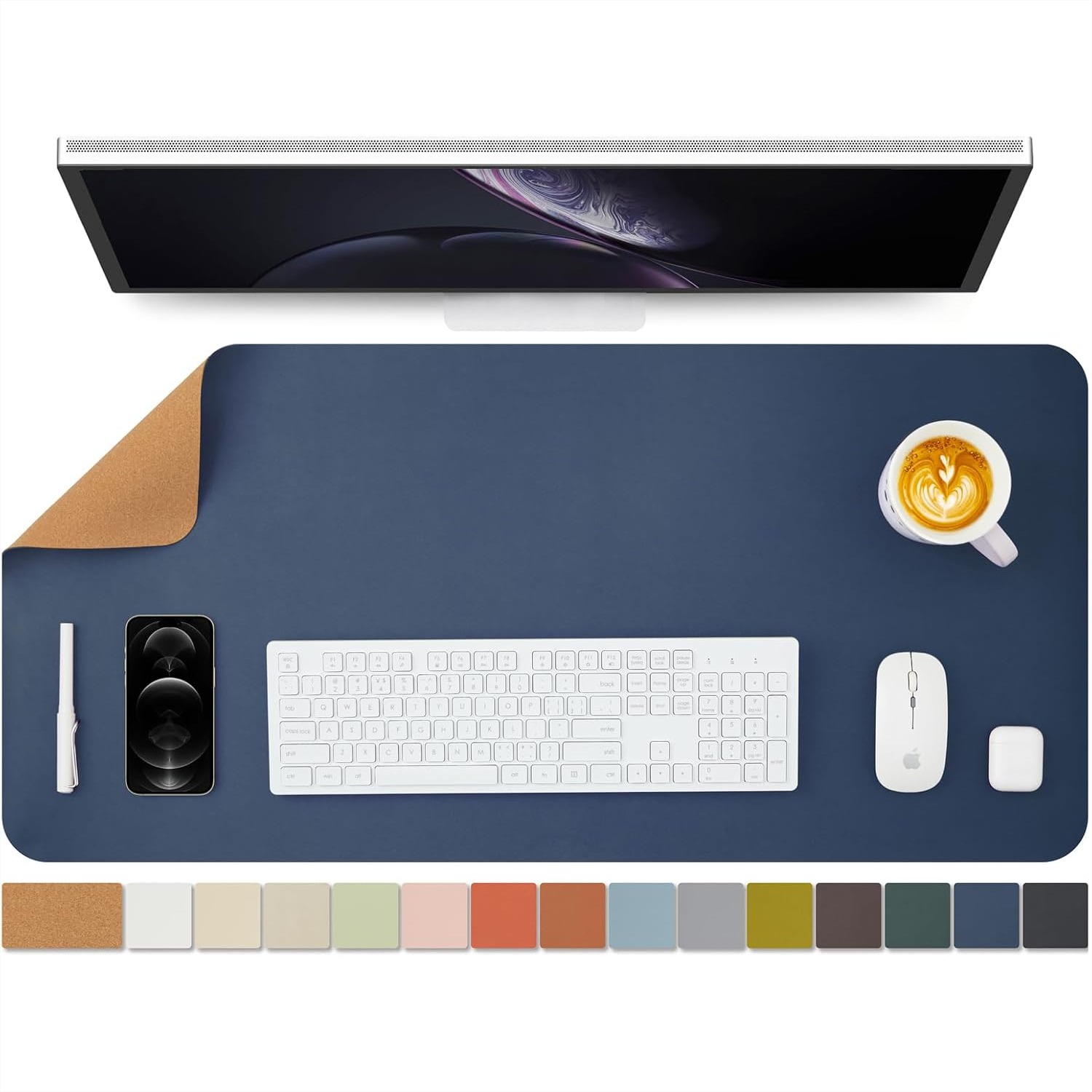 Leather Desk Pad - Tapis de bureau en liège double